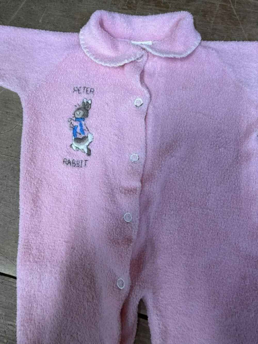 Vintage 1950s Peter Rabbit Pink Trimfit Terry Cloth Baby Sleeper Medium 11-18 LB
